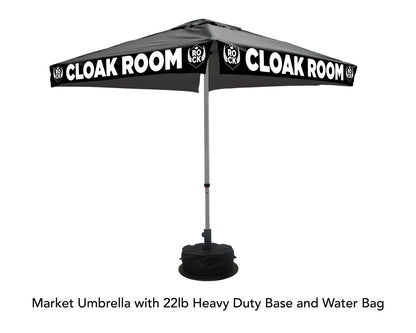 branded patio umbrella template Printed Market Umbrellas Umbrella Frame and Canopy / 22lb Heavy Duty Base & Waterbag