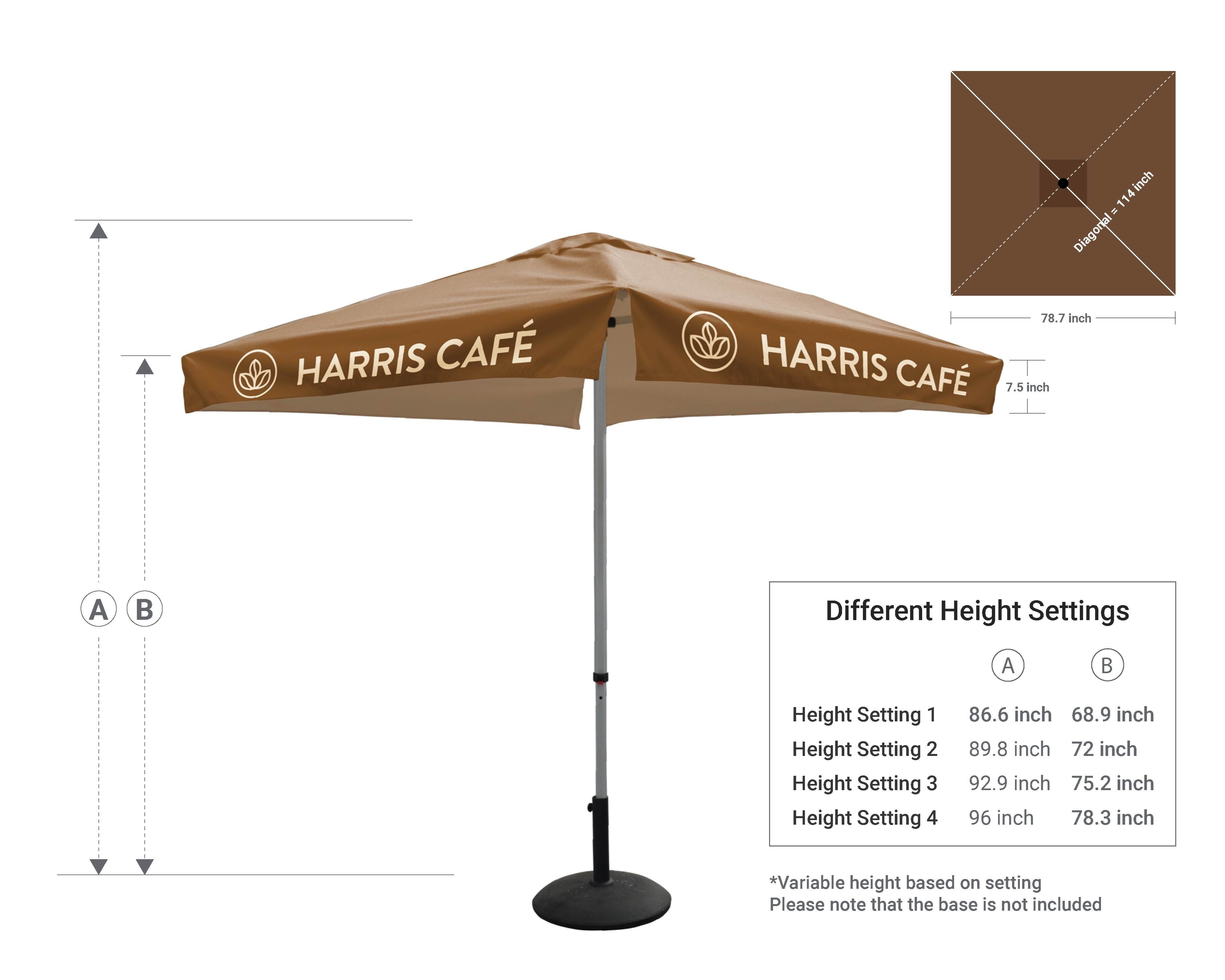 custom size patio umbrellas Printed Market Umbrellas Umbrella Frame and Canopy / 22lb Heavy Duty Base & Waterbag